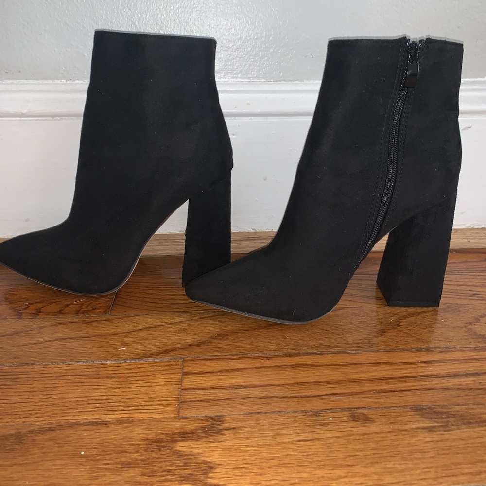 Shein Minimalist Side Zipper Chunky Heeled Boots
